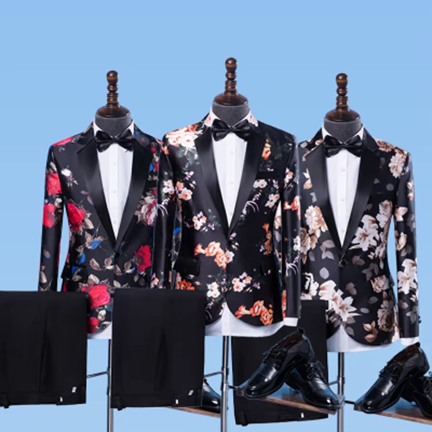 Men'S Grooming Jacket - Auriparus flaviceps Tuxedos de marié floral