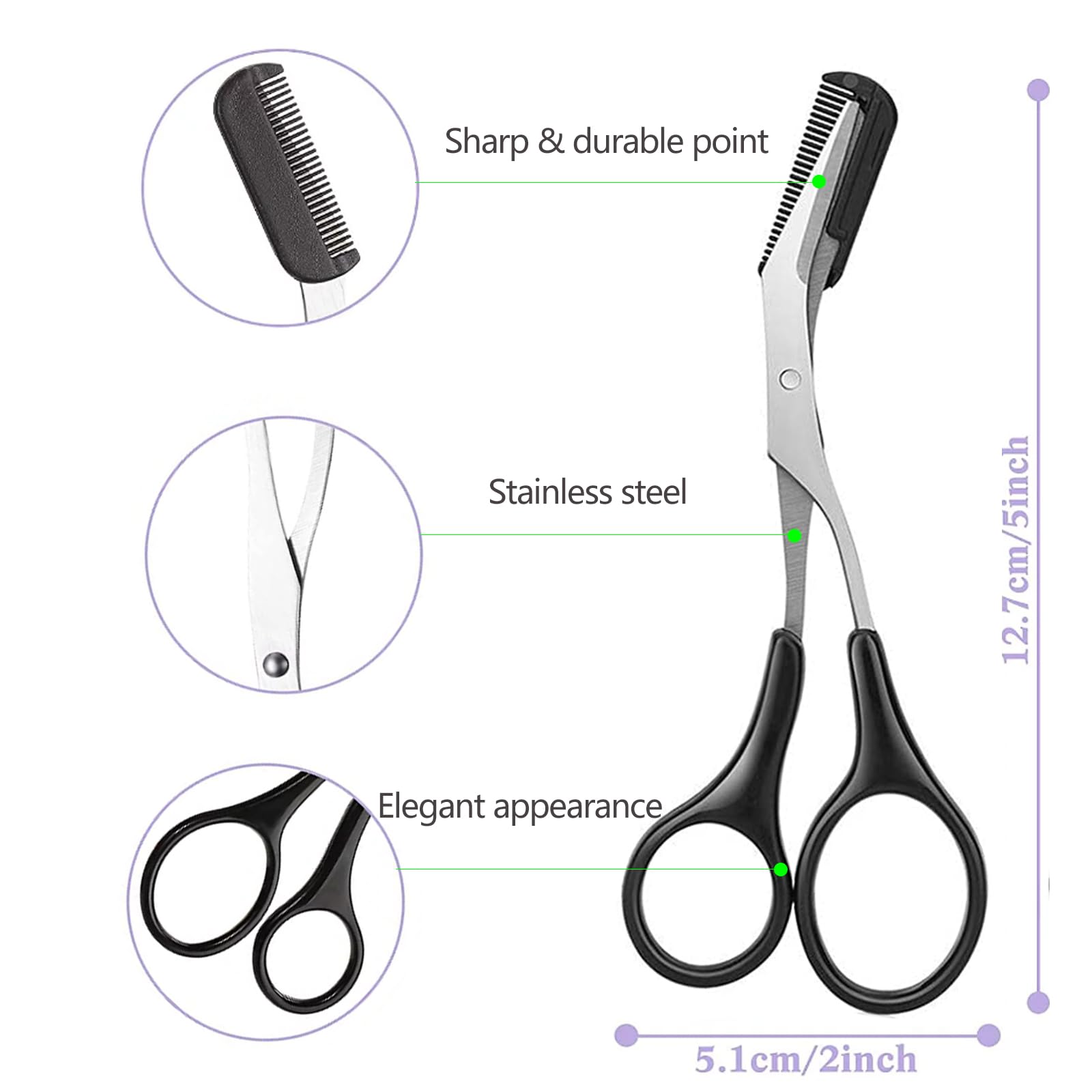 Men'S Grooming Facial - Ciseaux à sourcils avec peigne, petits