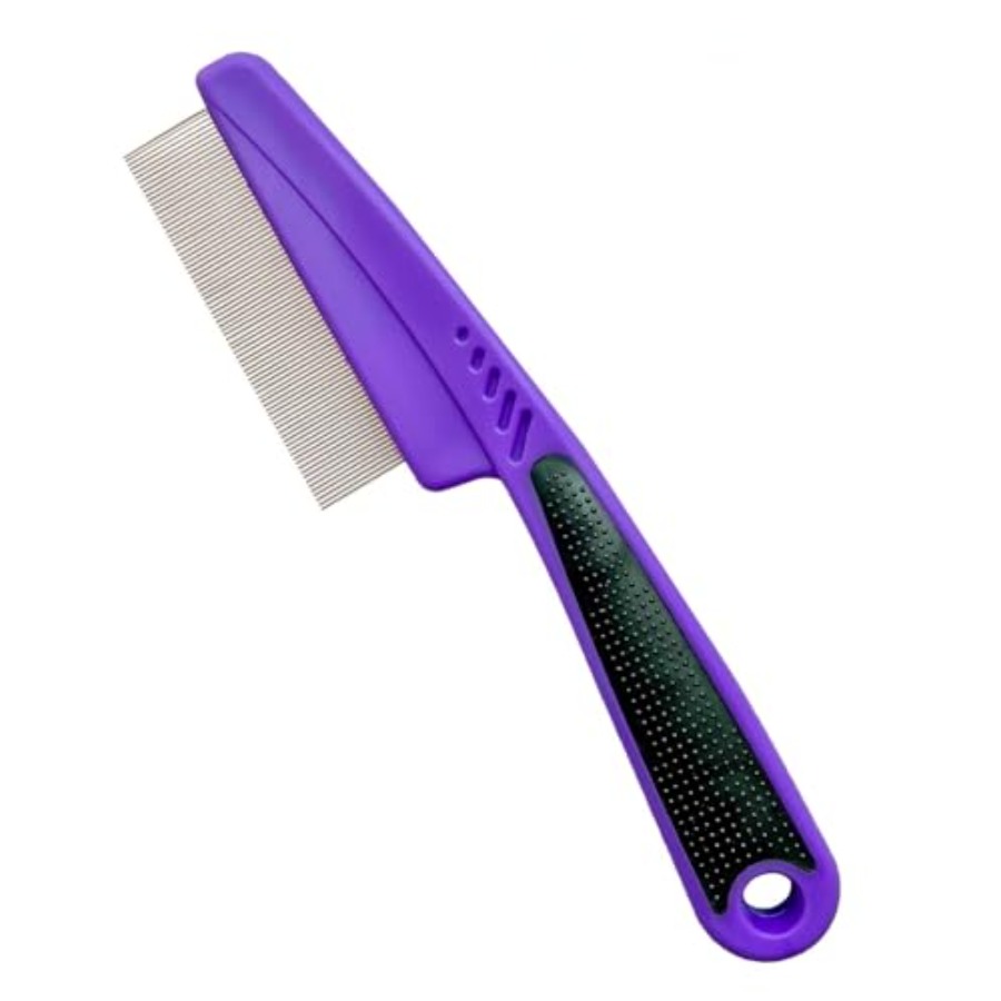 Comb Fine Tooth - Peigne anti-puces avec manche en caoutchouc,