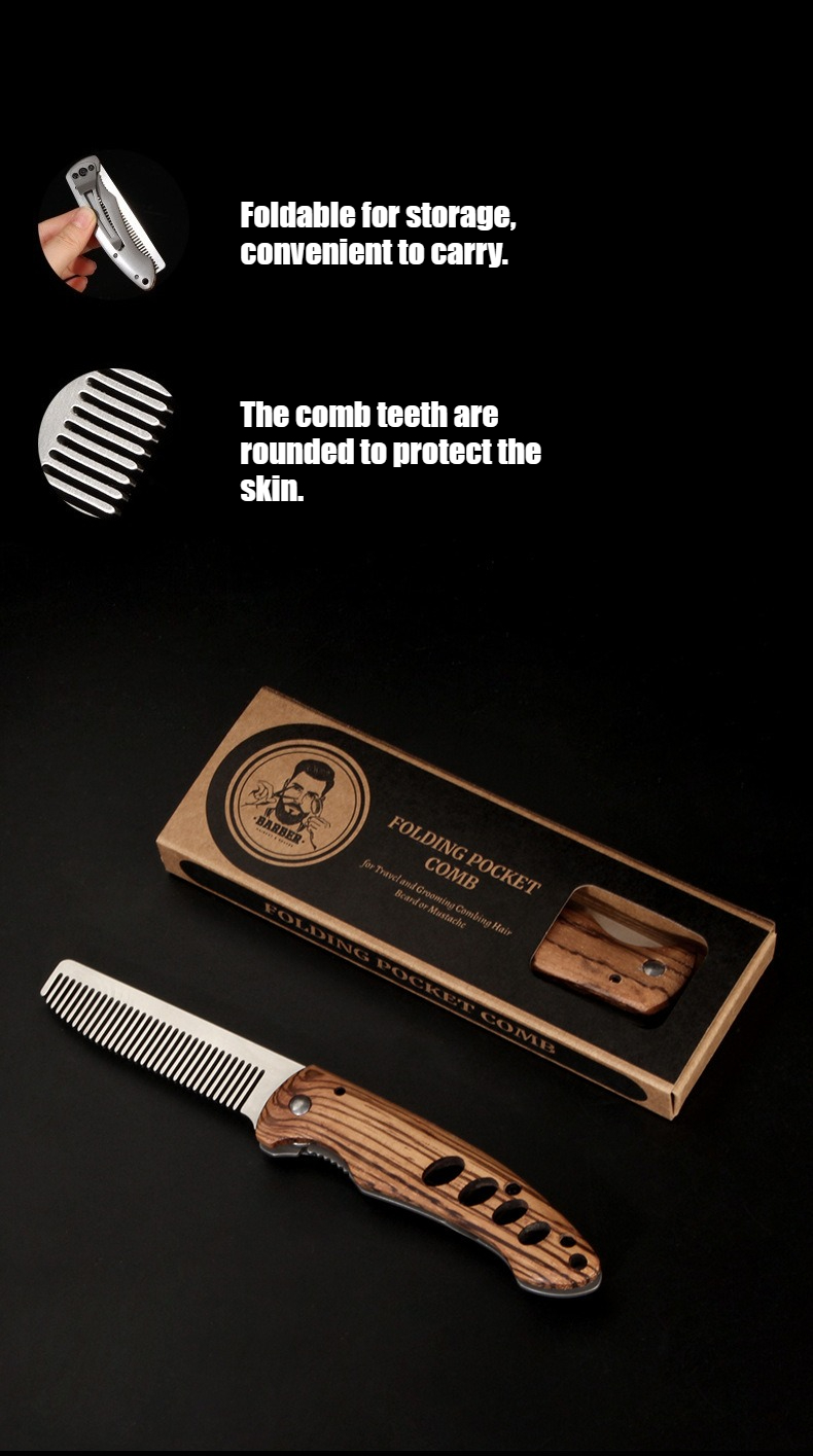 Peigne à barbe pliable en bois - Mens Grooming Barber avis et prix